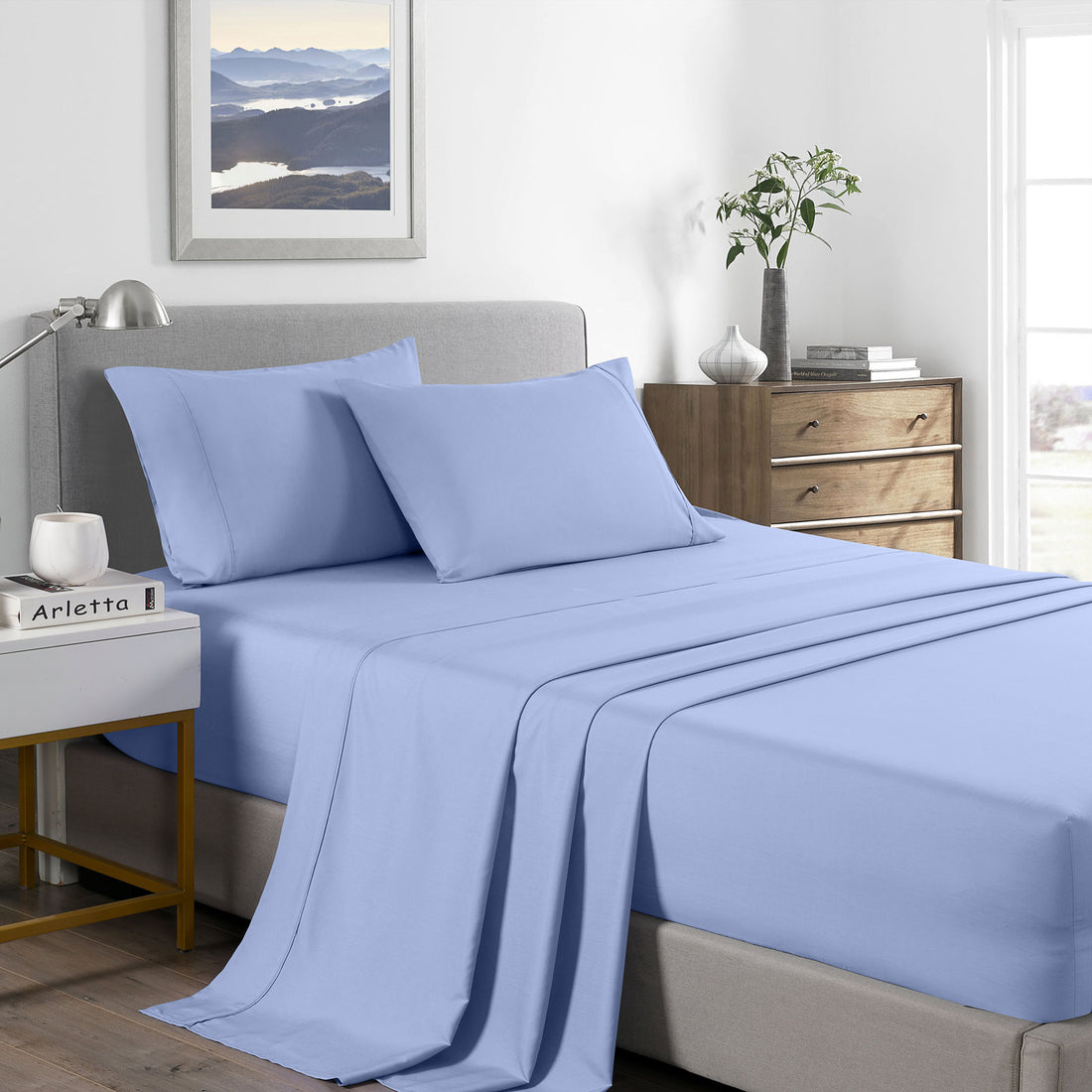 Royal Comfort 2000TC Bamboo Cooling Sheet Set King Light Blue