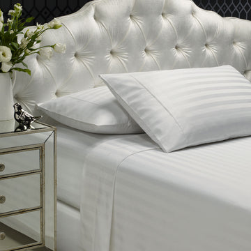 Royal Comfort 1200TC Damask Sheet Set Cotton Blend Queen White