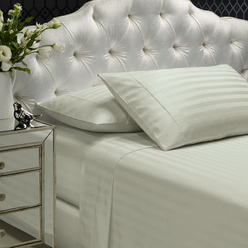 Royal Comfort 1200TC Damask Sheet Set Cotton Blend Queen Silver