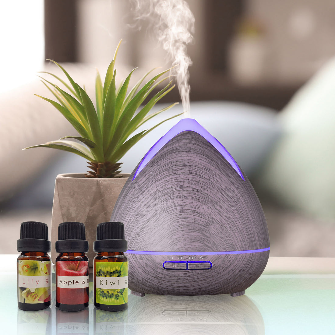 PureSpa 2-in-1 Ultrasonic Air Diffuser and Humidifier 400ml Violet