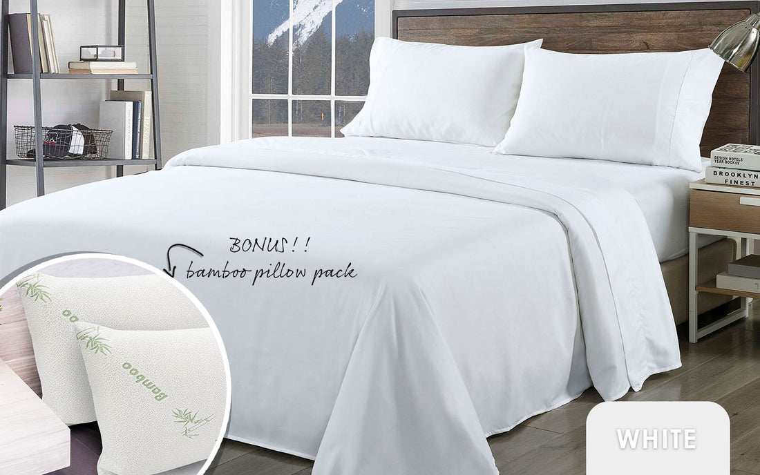 Royal Comfort Memory Foam Pillow and Sheet Set 1000TC Queen