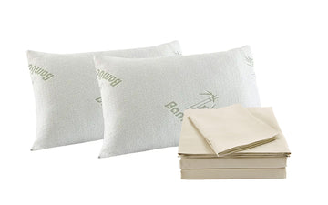 Royal Comfort Memory Foam Pillow and Sheet Set 1000TC Queen Ivory