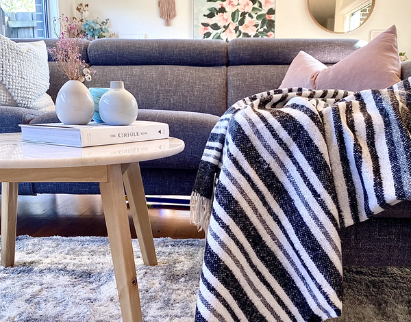 Richmond Reclaimed Wool Throw Blanket 130x180cm Monochrome
