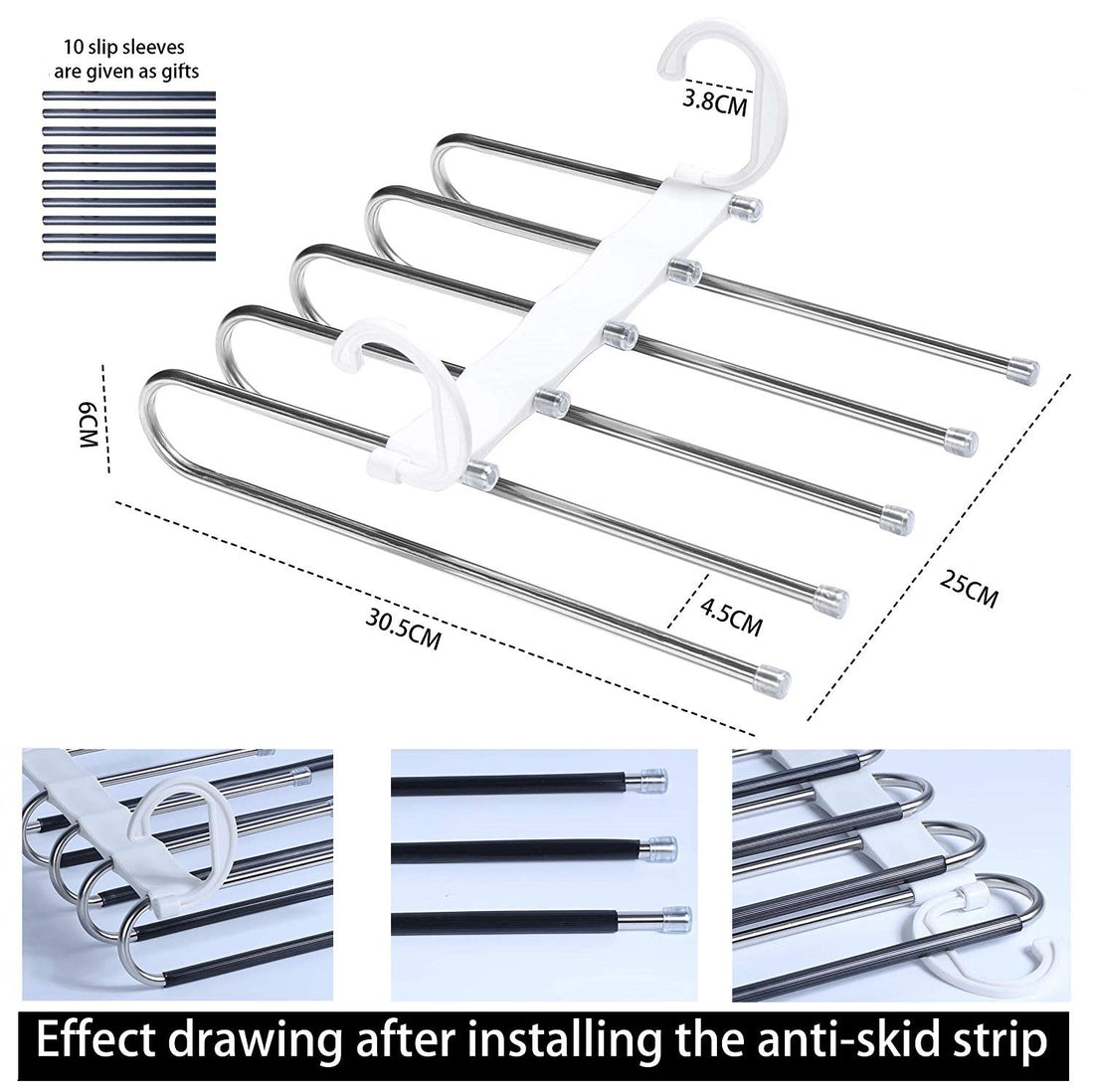 2 Pack Adjustable Space Saving Pants Hanger White