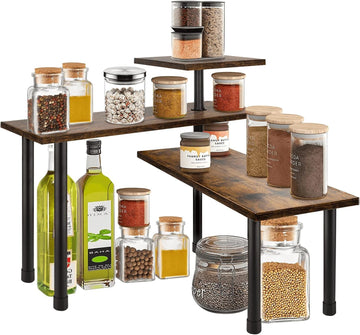 Corner Kitchen Shelf 3 Tier MDF Wood Freestanding Spice Rack