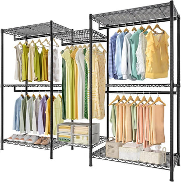 CARLA HOME Heavy Duty Clothing Rack with Shelves and Hanging Rods 189cm