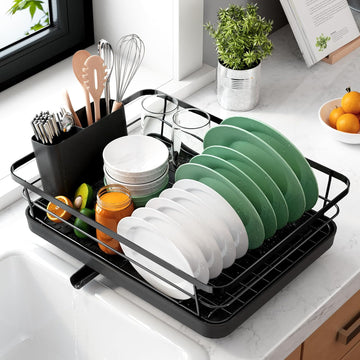 CARLA HOME Dish Drying Rack 2-Tier Kitchen Counter Black