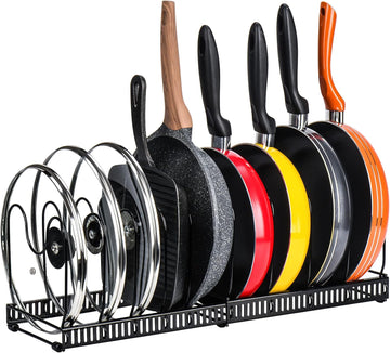 Expandable Pot and Pan Organizer Rack 32 to 64cm Black