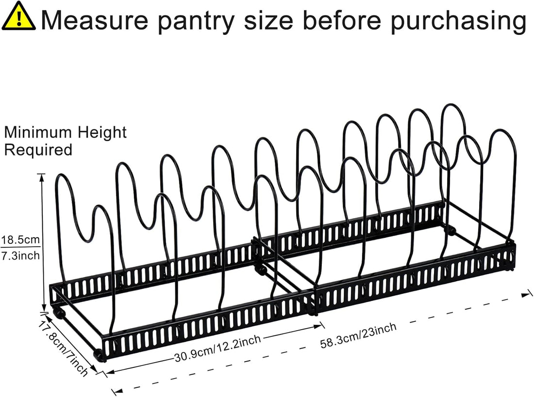 Expandable Pot and Pan Organizer Rack 32 to 64cm Black