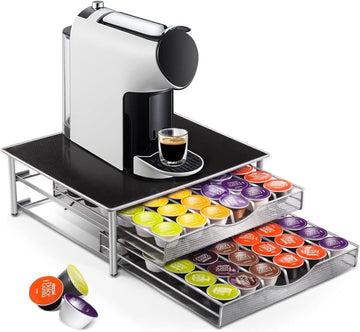 CARLA HOME Coffee Pod Drawer 72 Capsule 2-Tier K-Cup Storage Black