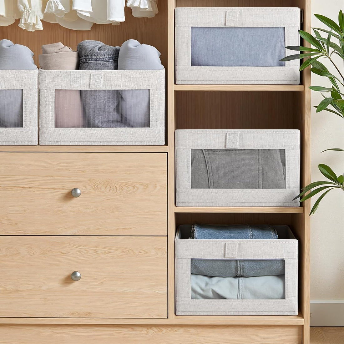 CARLA HOME 6-Pack Foldable Wardrobe Storage Bins with Clear Window
