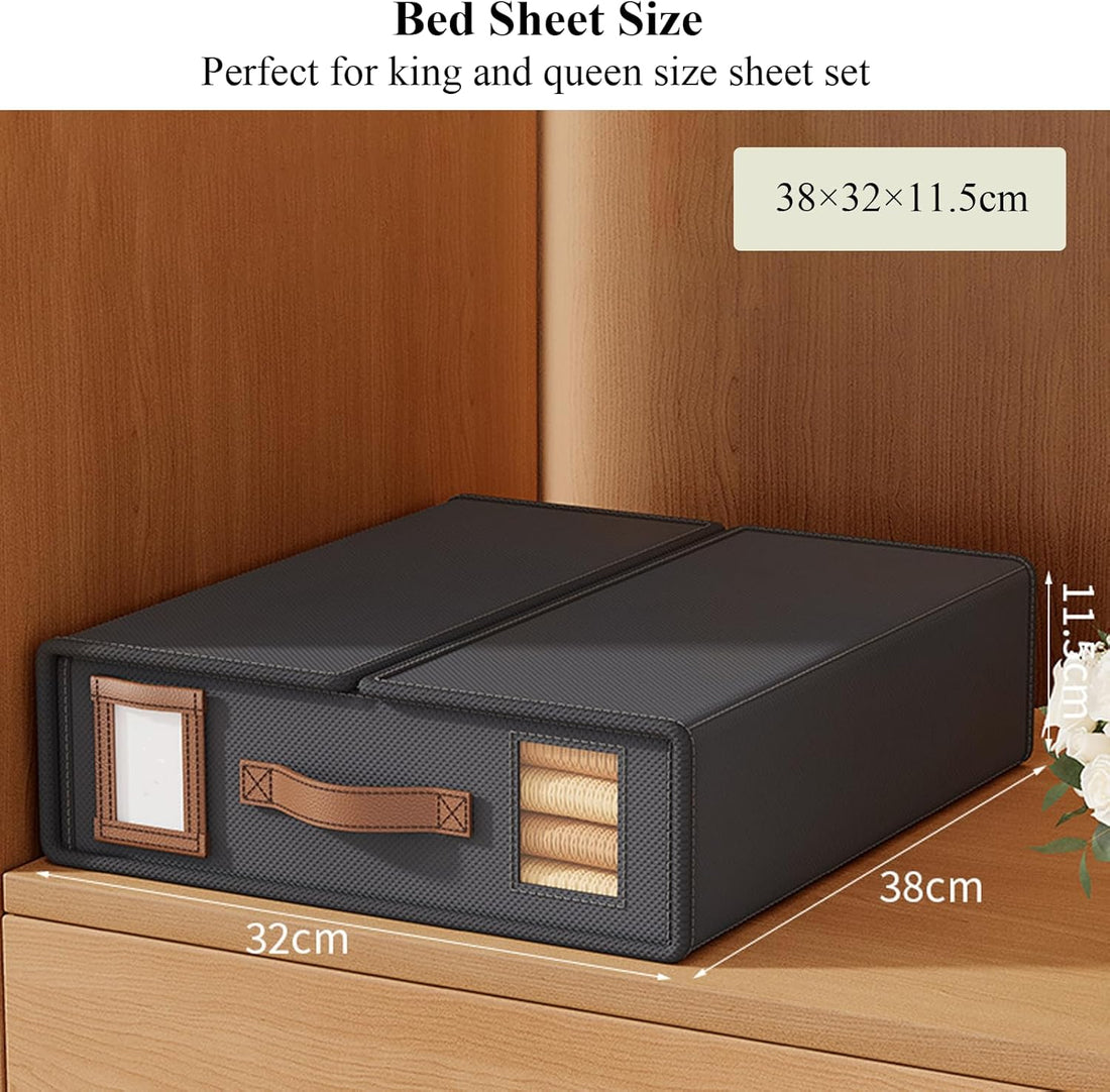 CARLA HOME Bed Sheet Organizer Set of 4 Black