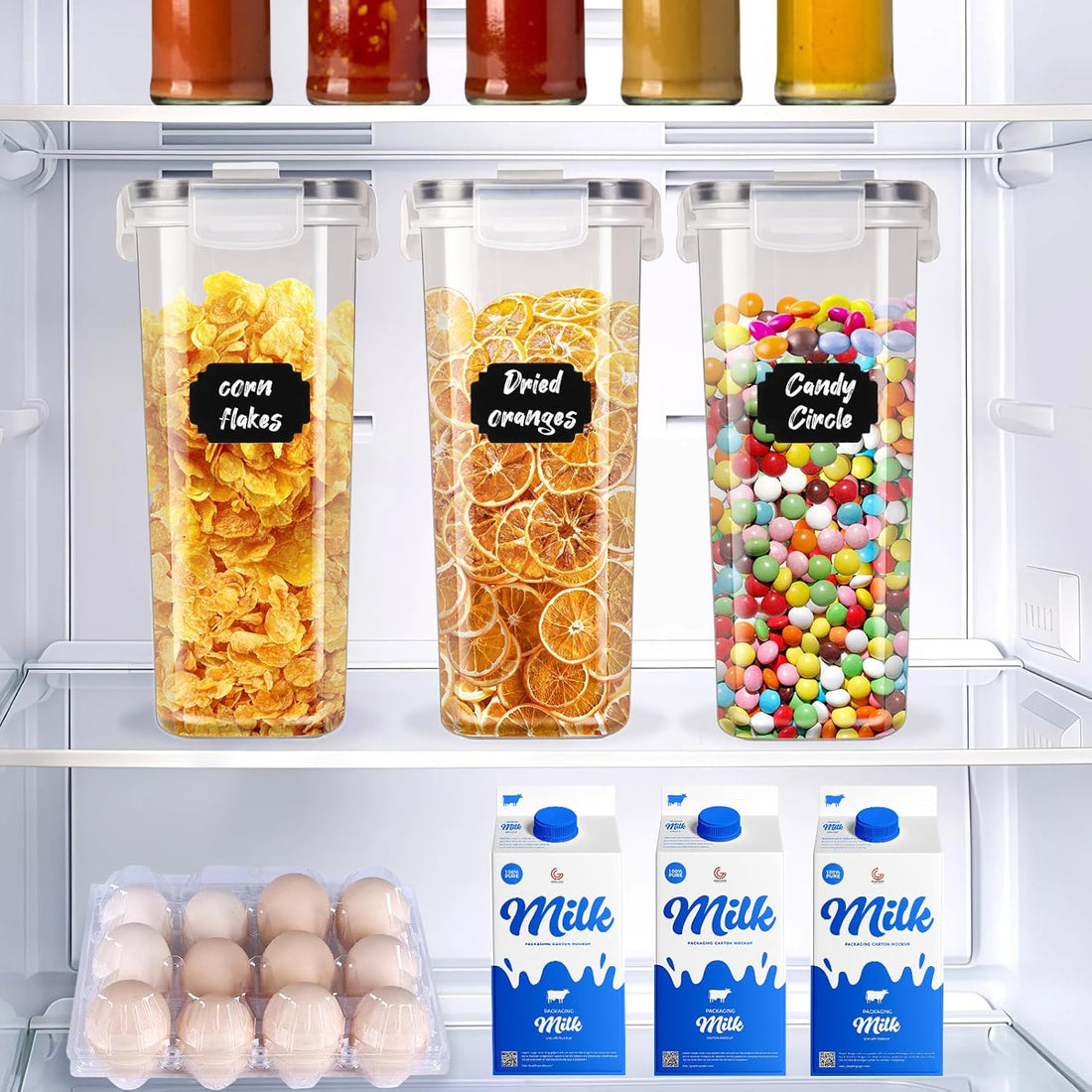 CARLA HOME 4 Pack 2.5L Airtight Cereal Storage Containers BPA-Free Dispensers