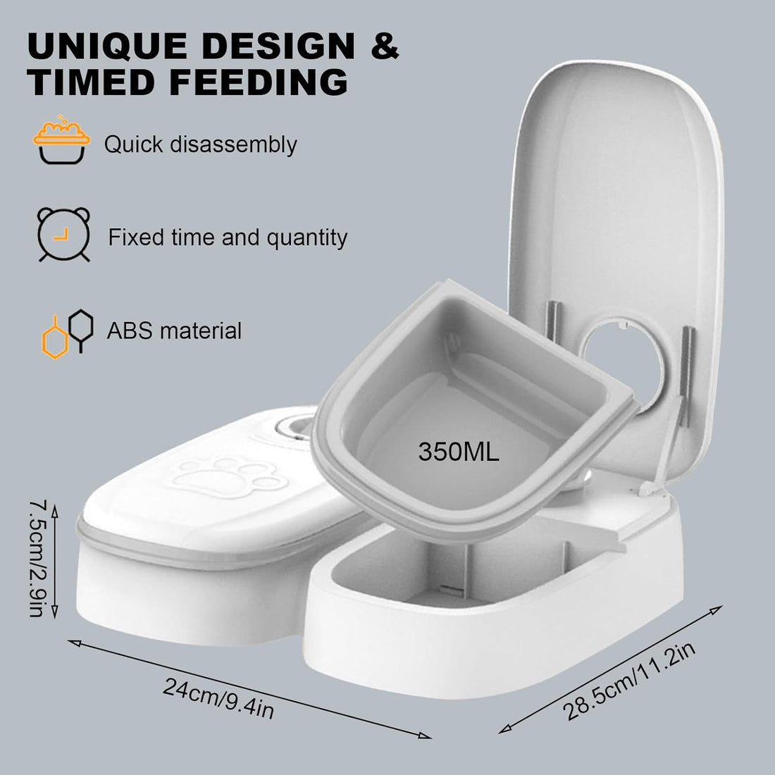 Carla Home Dual Meal Automatic Pet Feeder Timer 700ML 2 Bowls