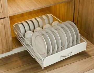 CARLA HOME Pull Out Dish Rack Cabinet Organizer Plates Bowls Utensils