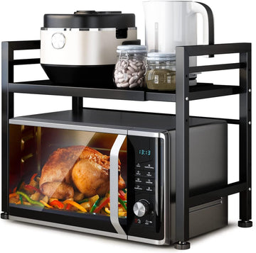 CARLA HOME 2-Tier Kitchen Shelf Rack Black Steel 25kg Tier Capacity