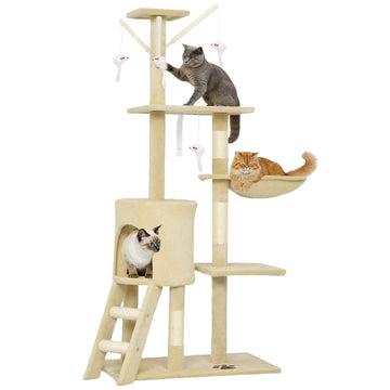 CARLA HOME Indoor Cat Tree with Hammock 134cm Beige