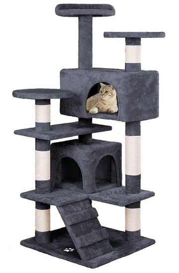CARLA HOME Cat Tree Tower 134cm with Sisal Posts Dark Grey