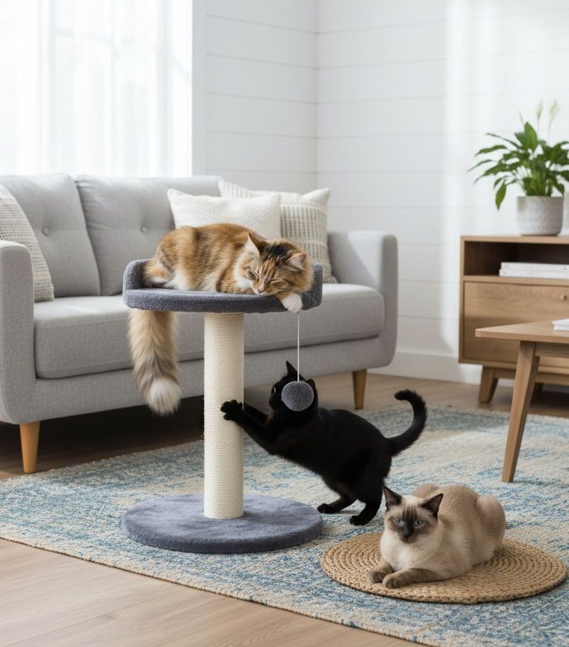 CARLA HOME Compact Cat Tower with Sisal Post for Kittens 47cm