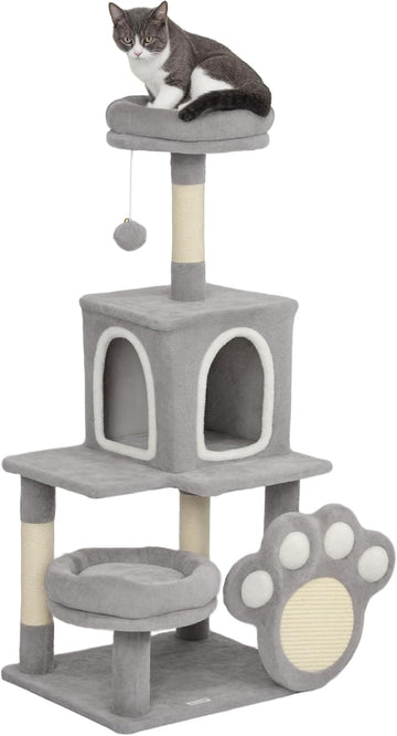 CARLA HOME Multi-Level Cat Tree Tower with Sisal Posts and Plush Perch
