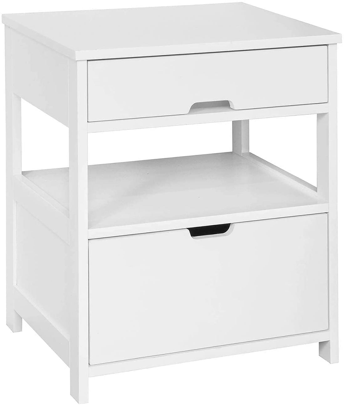 White 2 Drawer Bedside Table with Open Shelf