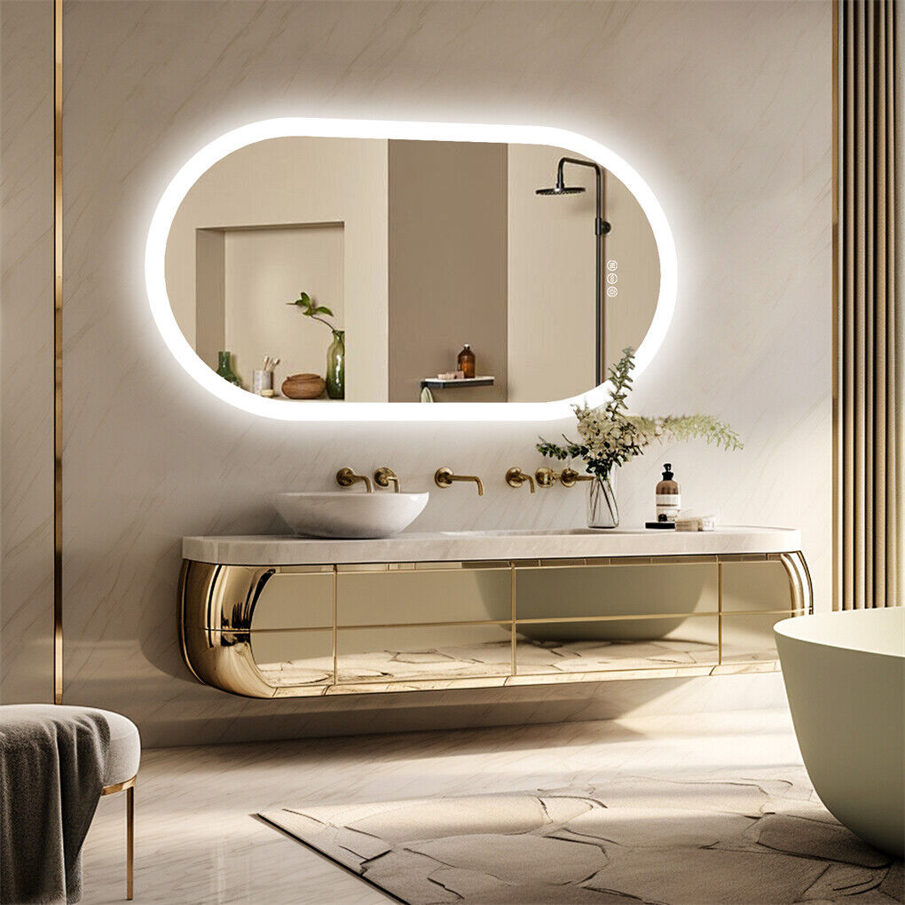 Oval LED Bathroom Mirror 800x500mm Anti-Fog Dimmable Wall Mount