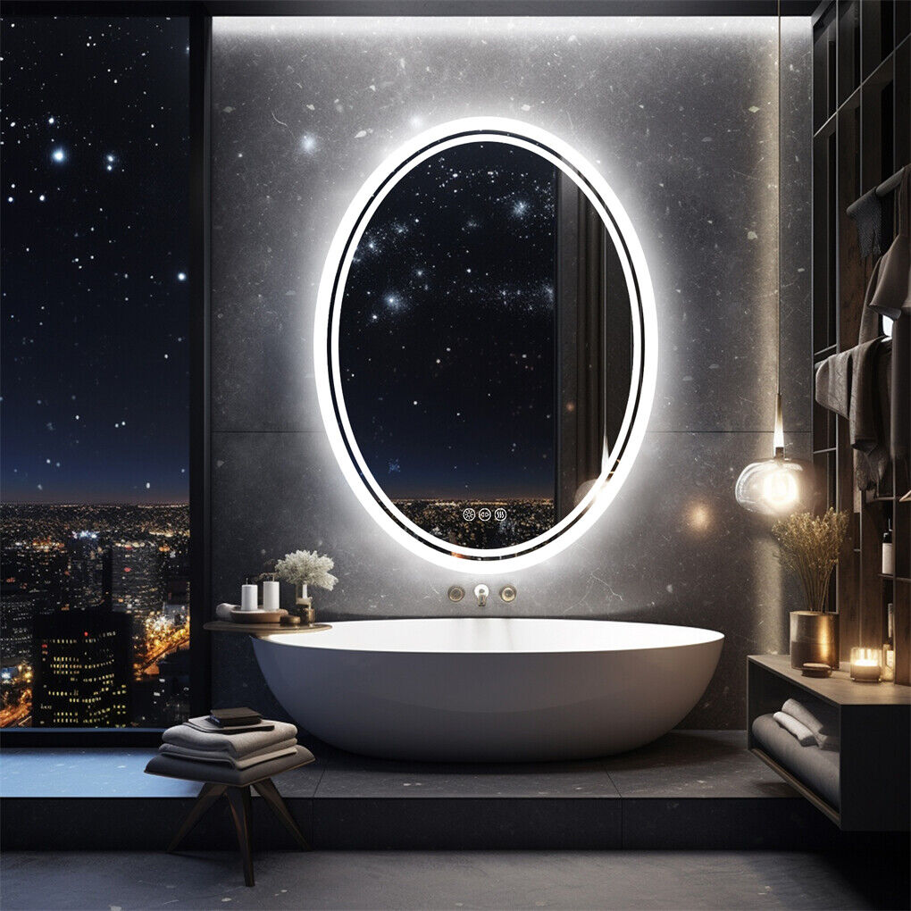 LED Bathroom Mirror Oval Dimmable Anti-Fog 500x700mm