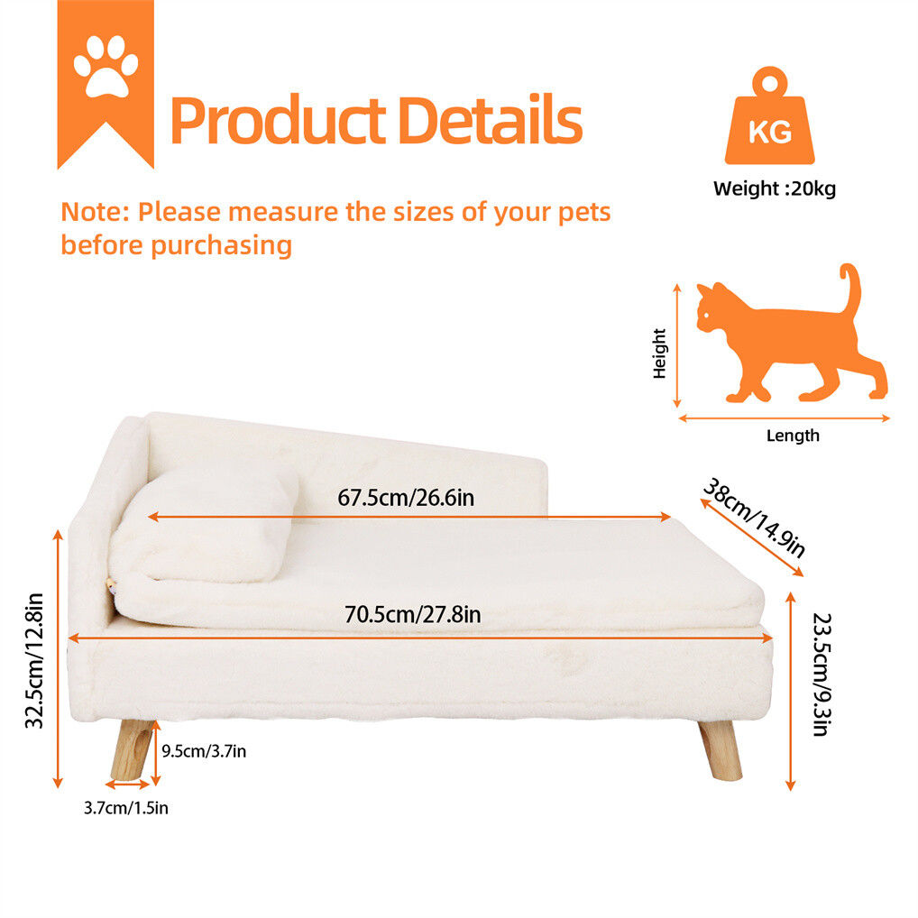 Small Waterproof Raised Pet Sofa Bed 70cm Beige