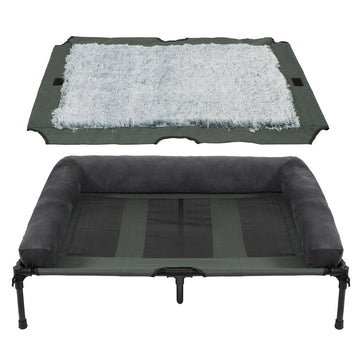 XL Foldable Raised Pet Cot Bed with Fleece Mesh Cover 110x80cm