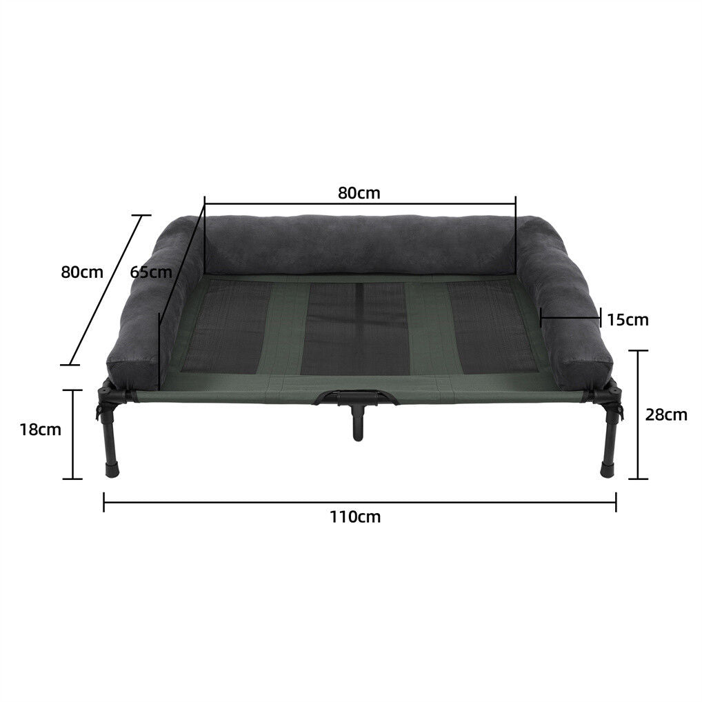 XL Foldable Raised Pet Cot Bed with Fleece Mesh Cover 110x80cm