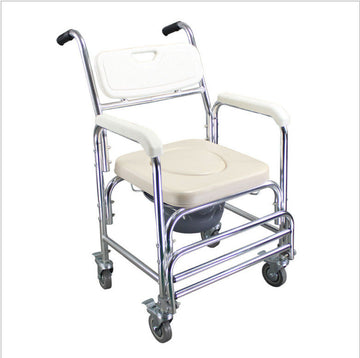 VEVOR Mobile Shower Commode Chair Aluminum 200kg Footrests