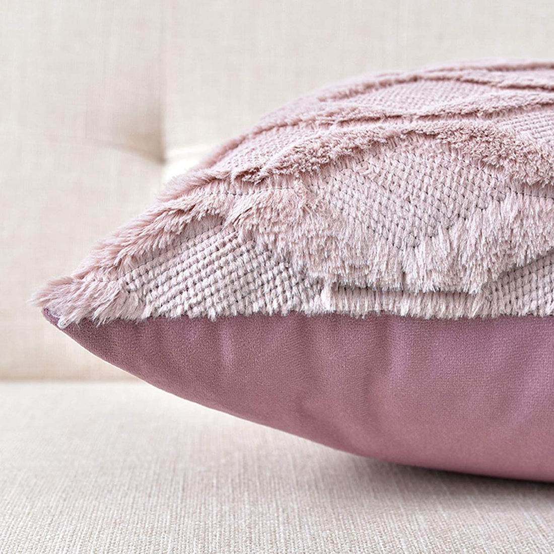 2 Pack Decorative Boho Throw Pillow Covers 45 x 45cm Pink