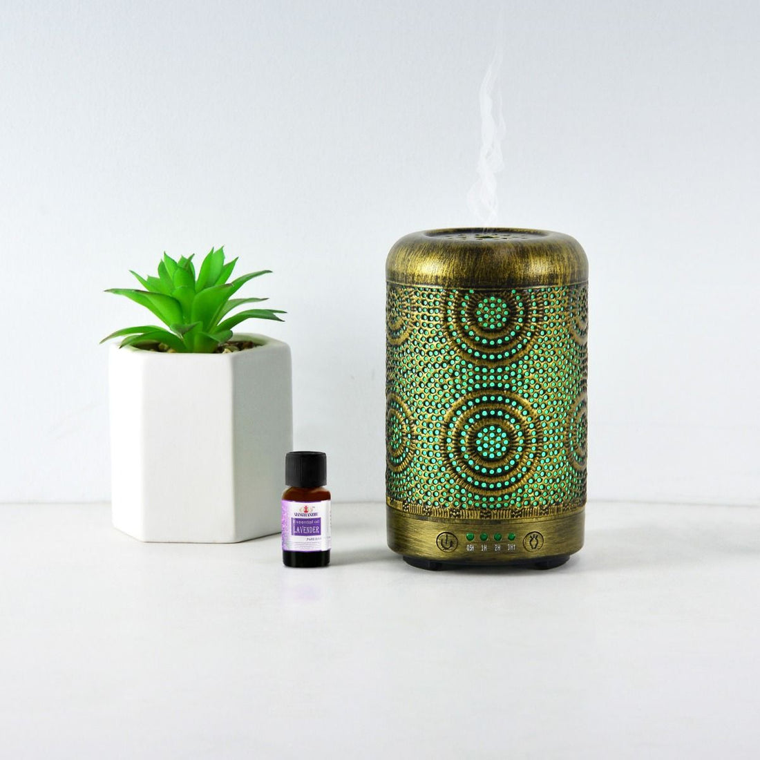 Metal Vintage Essential Oil Diffuser Ultrasonic 100ml Gold