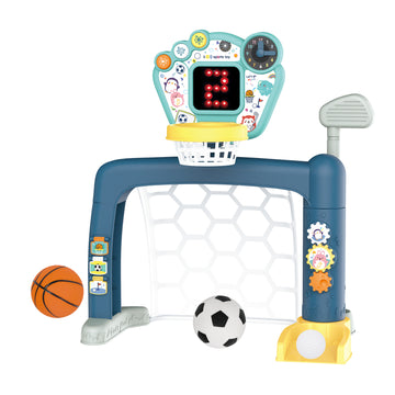 Gem Toys Sports World 3-in-1 Adjustable Indoor Basketball Stand Soccer Goal Golf Set