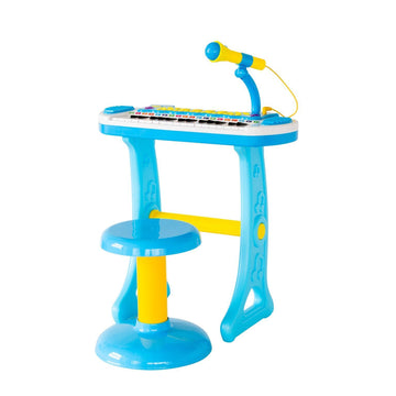 Kids Electronic Keyboard with Microphone and Stool 31 Keys Blue