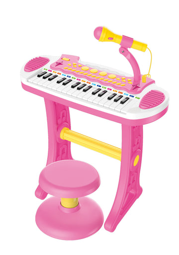 Kids Electronic Keyboard with Stool Stand Microphone 31-Key Blue