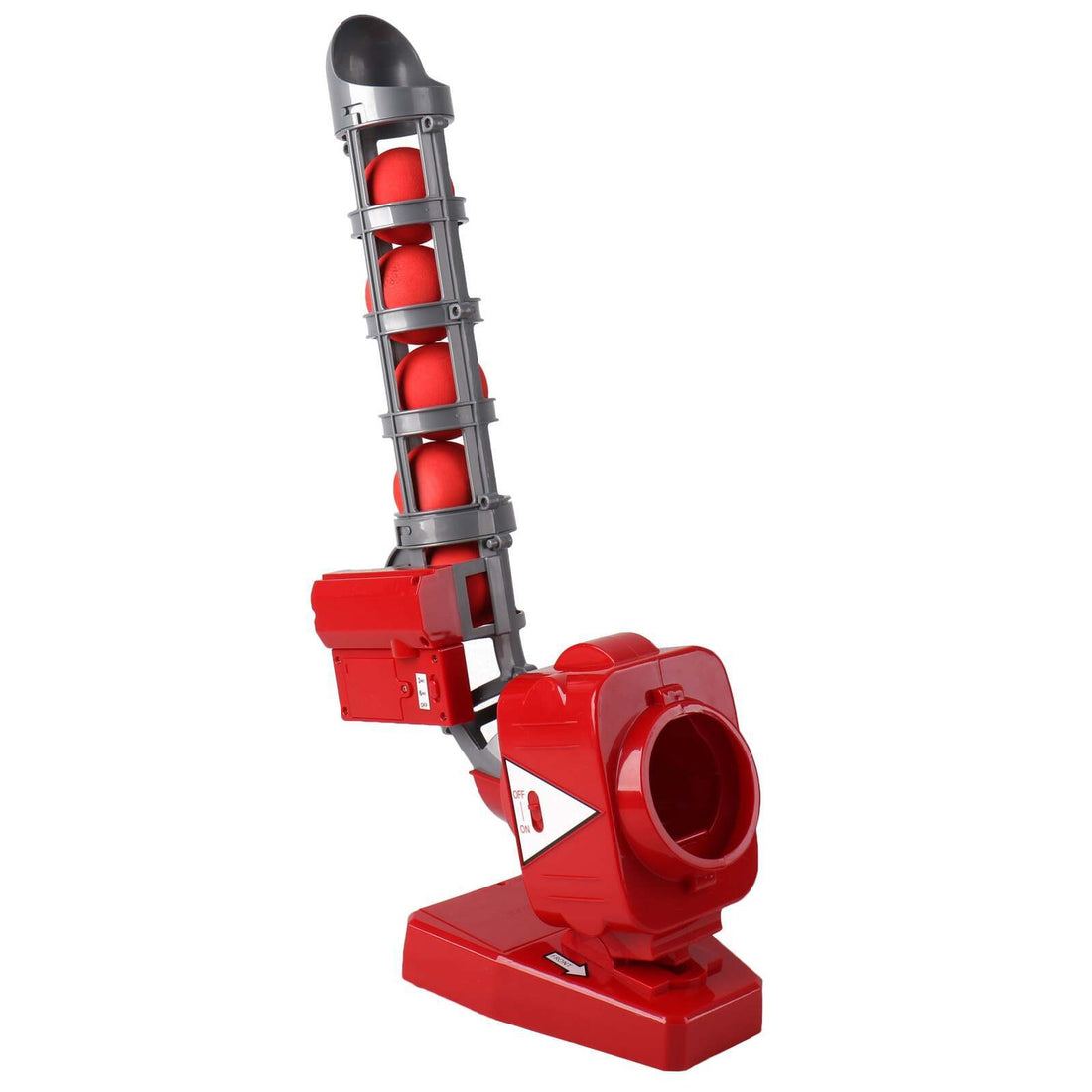 Automatic Cricket Ball Pitcher with Telescopic Bat 5 Balls Red Grey