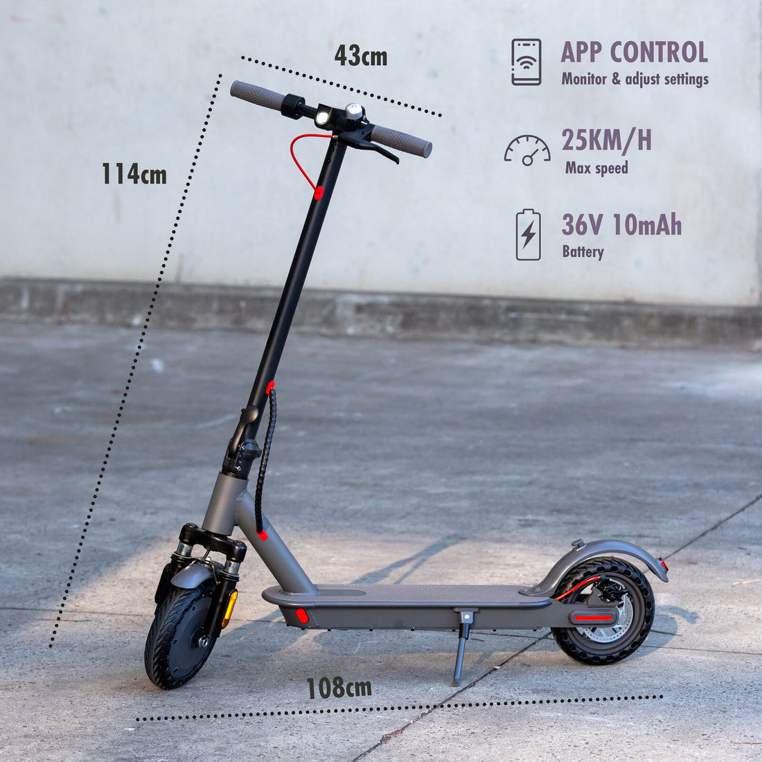 Lenoxx ES150 Electric Scooter 350W 25km/h Front Suspension App Control