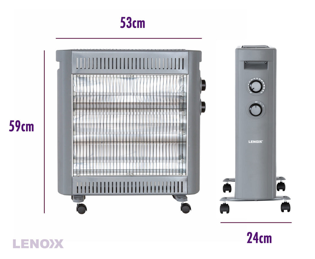 Lenoxx Quartz Radiant Heater 2200W Adjustable Thermostat Grey