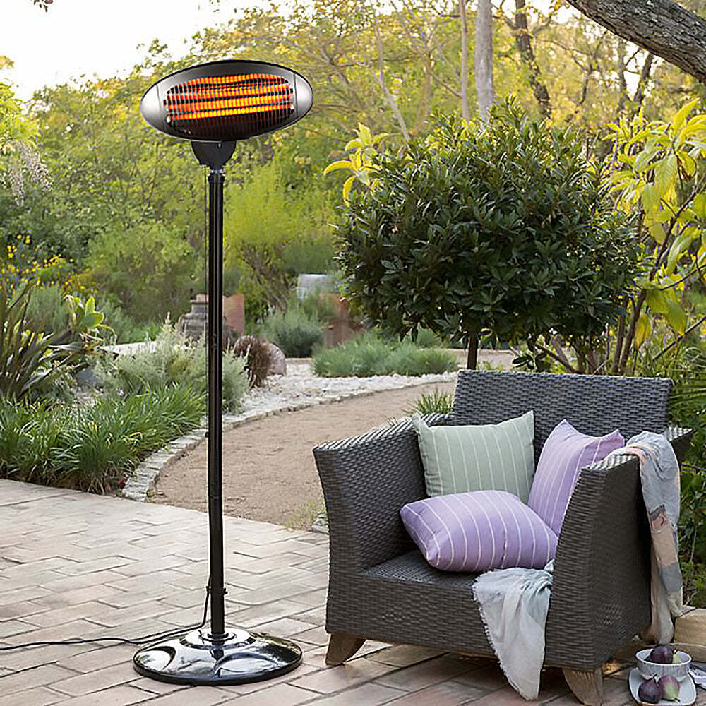 Outdoor Electric Patio Heater 2000W Adjustable Height Black