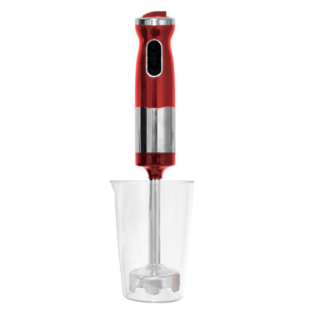 Electric Hand Blender Stick Mixer Red with Chopper and Whisk