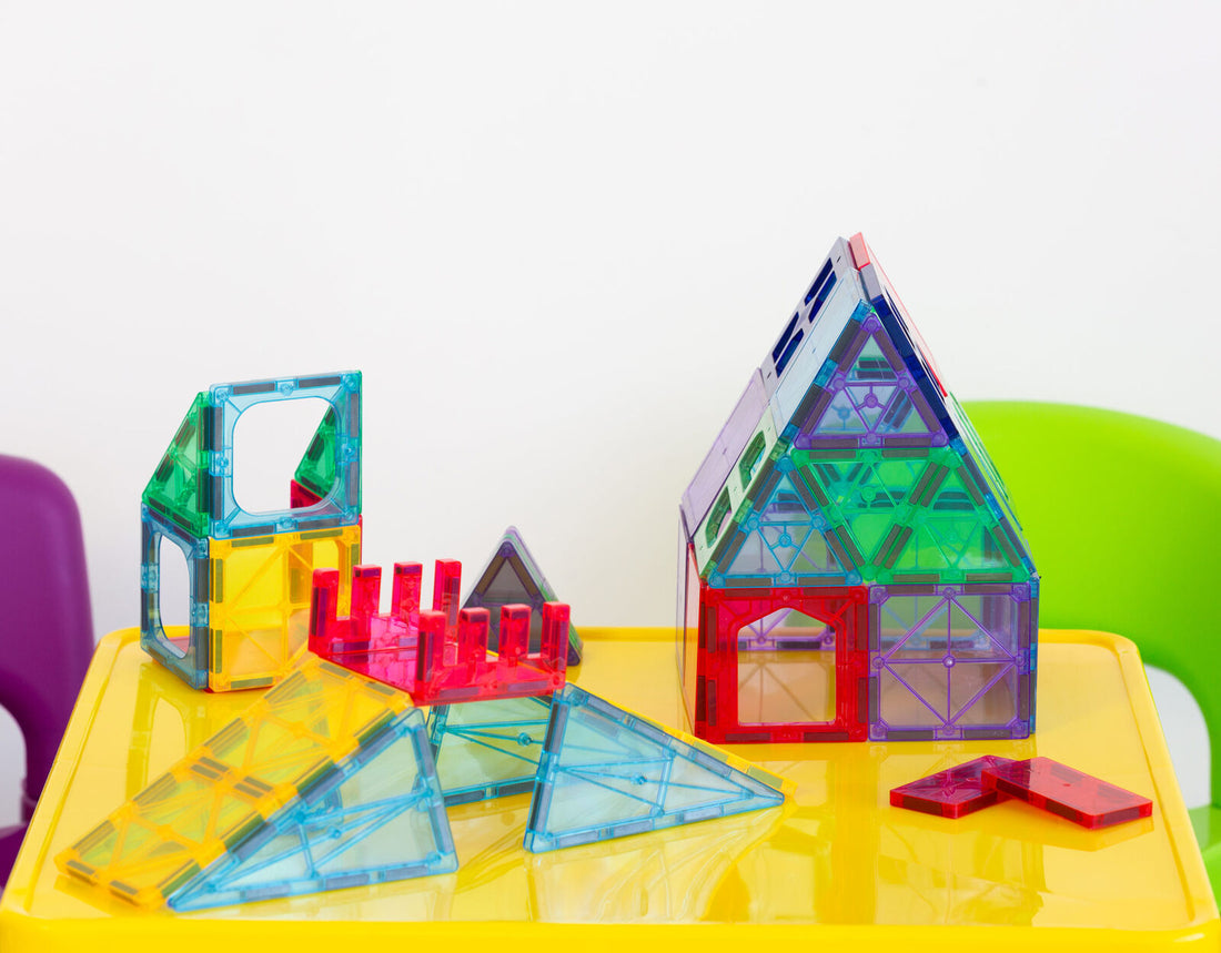 Gem Toys 48-Piece Magnetic Building Tiles Set with Storage Bag