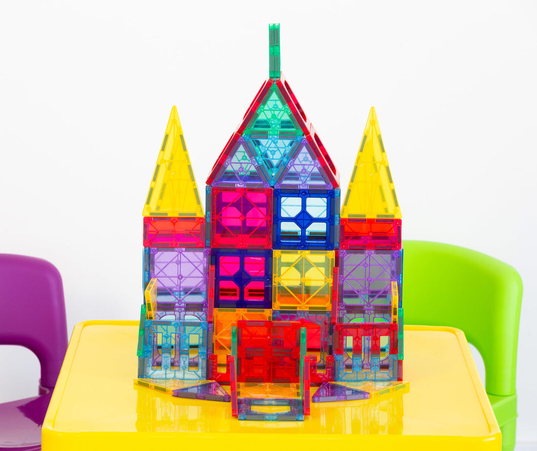 Gem Toys 78-Piece Magnetic Building Tiles Set with Storage Bag