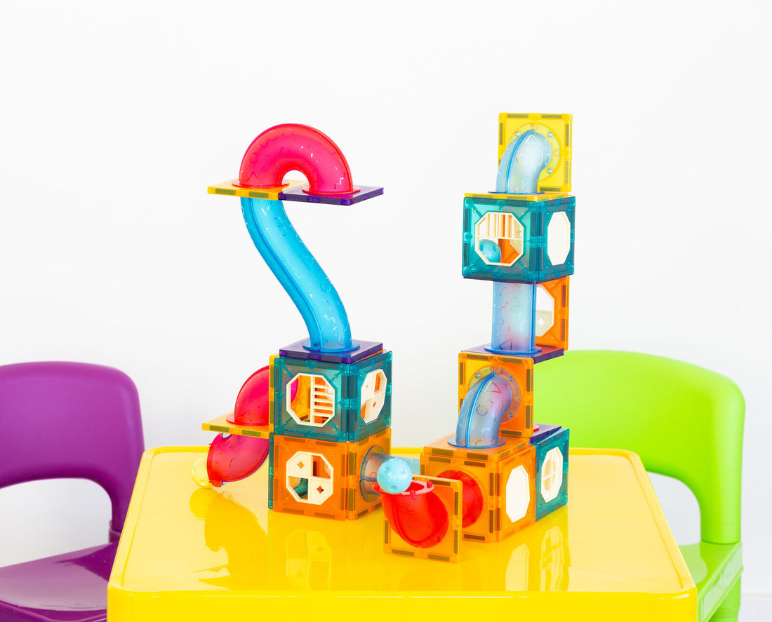 Gem Toys 88-Piece Magnetic Building Tiles Set Pipeline with Storage Bag