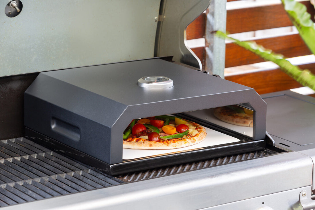 Pizza Oven Box BBQ Grill with Thermometer and Pizza Stone Steel