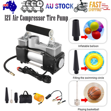 Portable 12V 150PSI Car Tyre Air Compressor Twin Cylinder 4WD