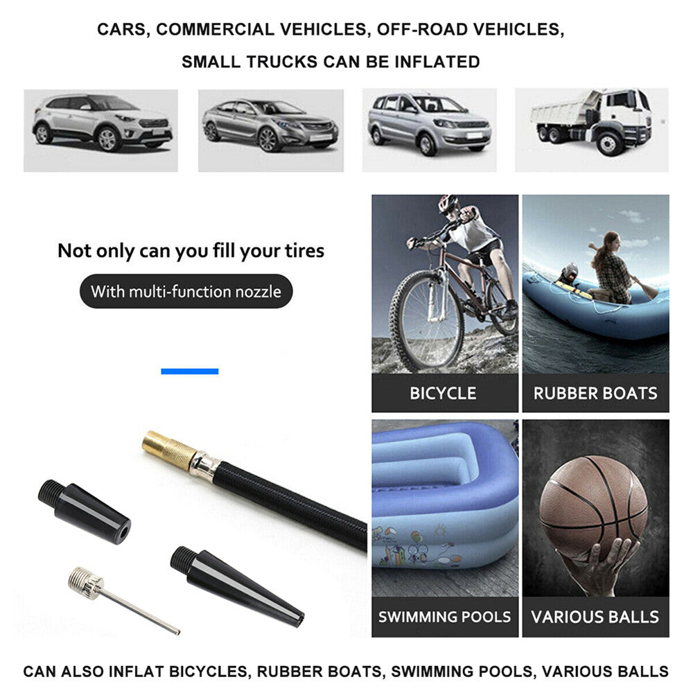 Portable 12V 150PSI Car Tyre Air Compressor Twin Cylinder 4WD