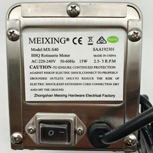Electric BBQ Rotisserie Motor 15W Stainless Steel Spit Roast AU Plug