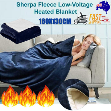 Flannel Heated Electric Throw Blanket Fast Heating Blue