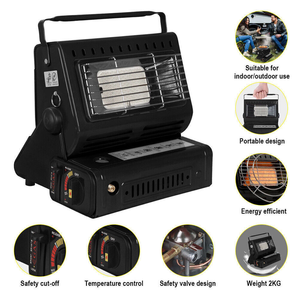 Portable Butane Gas Heater and Stove 1300W Camping 13000 BTU